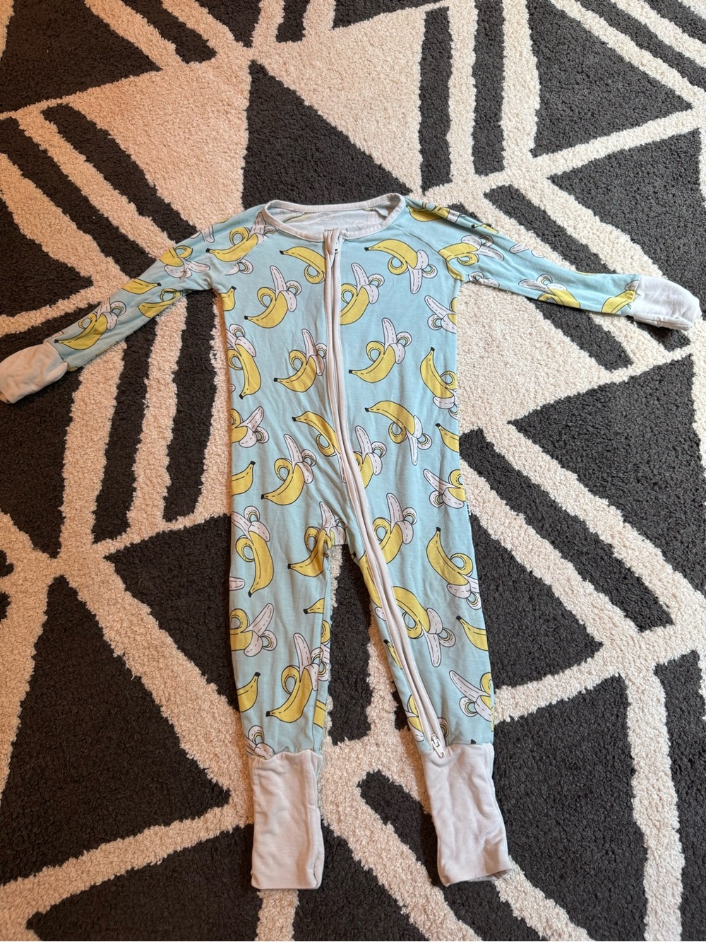 Little Sleepies Blue Banana Print Footed Pajamas